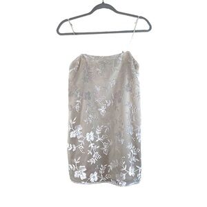 White Velvet Burnout Floral Cami Slip Dress Fairycore Feminine Coquette XS